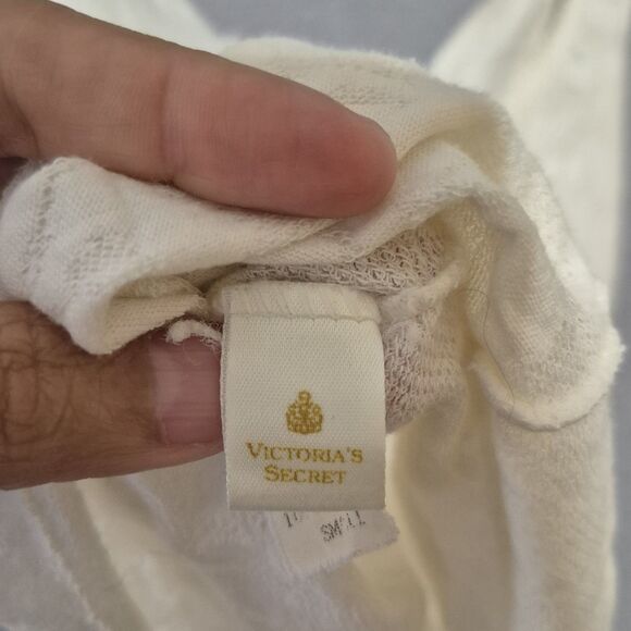 VTG Victoria Secret Women's Cotton Blend Lace Tank Ivory Made in USA Small - Picture 3 of 6